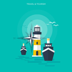 World travel concept background.  Flat icons. Tourism concept