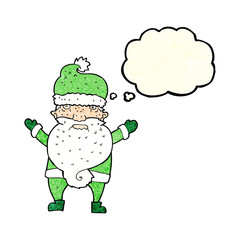 cartoon grumpy santa with thought bubble