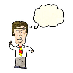 cartoon grumpy boss with thought bubble