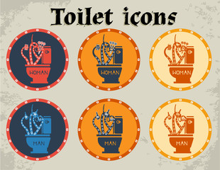 Multicolored toilet icons
