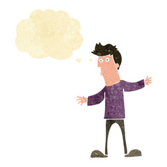 cartoon curious man with thought bubble