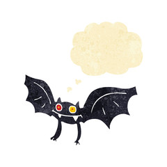 cartoon vampire bat with thought bubble
