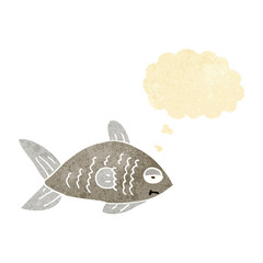cartoon funny fish with thought bubble