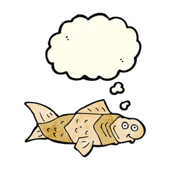 cartoon funny fish with thought bubble
