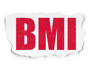 Health concept: BMI on Torn Paper background