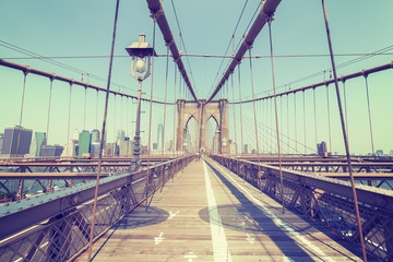 Vintage stylized photo of the Brooklyn Bridge, NYC.