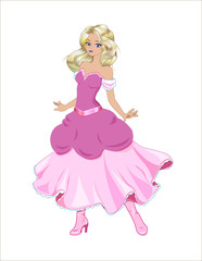 princess with gold hair pink