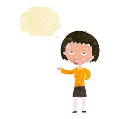 cartoon bored woman with thought bubble