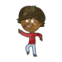 cartoon happy pointing man