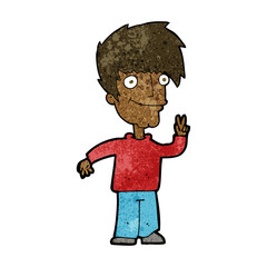 cartoon man giving peace sign