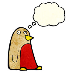 cartoon robin with thought bubble