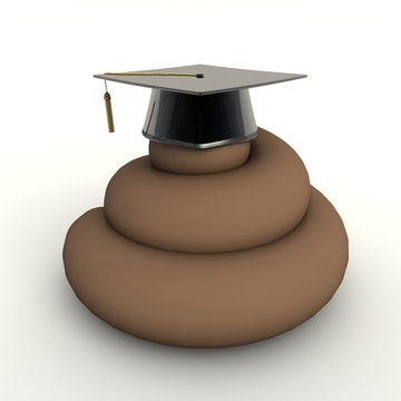 Poop with graduation hat