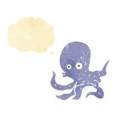 cartoon octopus with thought bubble