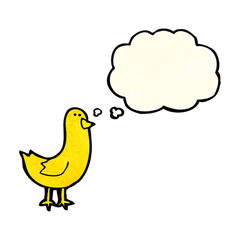 cartoon bird with thought bubble