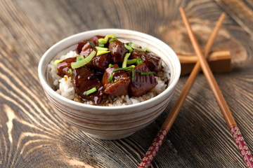 Chicken fried in soy sauce