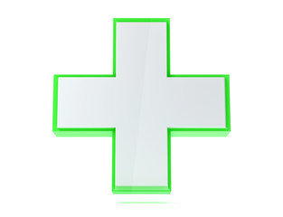 3D isolated medical aid cross render