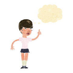 cartoon woman with idea with thought bubble