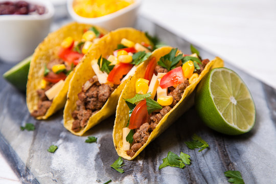 Delicious tacos with beef