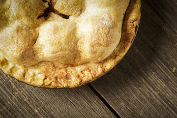 Golden Apple Pie on Rustic Barnwood