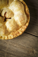 Golden Apple Pie on Rustic Barnwood