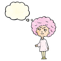cartoon old lady with thought bubble