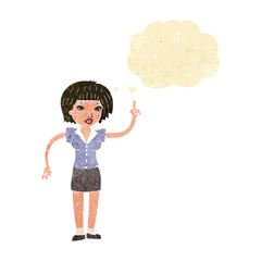 cartoon woman with idea with thought bubble
