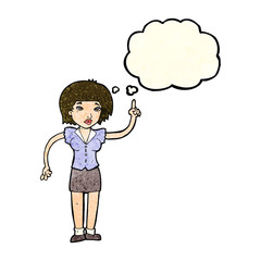 cartoon woman with idea with thought bubble