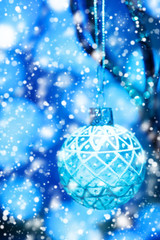 Abstract Blue Christmas Blurred Background