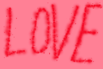 Text Love over red background