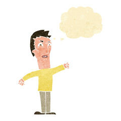 cartoon annoyed man with thought bubble