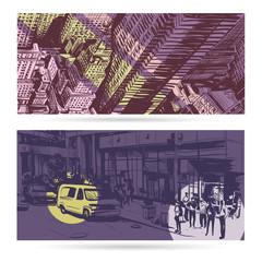 Set of city banner design elements, vector illustration