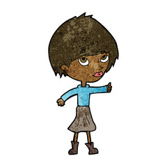 cartoon woman giving thumbs up symbol