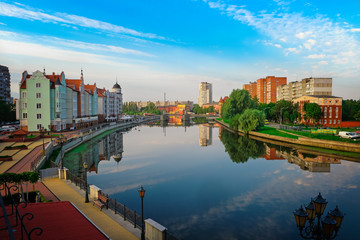 View of the center of Kaliningrad and Pregolya River