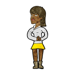 cartoon woman waiting