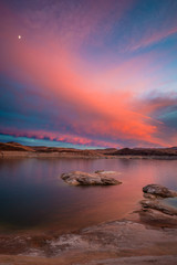 Fototapeta na wymiar Beautiful Sunset Sky over Lake Powell Glen Canyon Utah