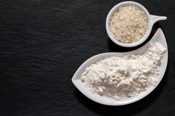 Rice and rice flour on the surface of the shale