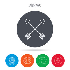 Bow arrows icon. Hunting sport equipment sign.