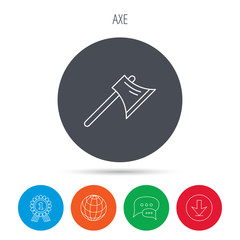 Axe icon. Worker equipment sign.