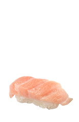 Japanese Otoro tuna sushi over white background