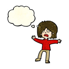 cartoon unhappy person with thought bubble