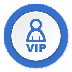 vip blue circle 3d modern design flat icon on white background