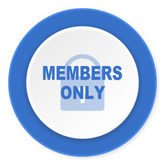 members only blue circle 3d modern design flat icon on white background