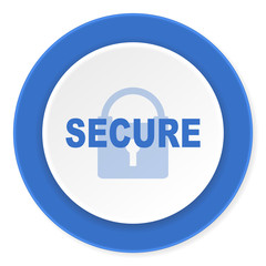 secure blue circle 3d modern design flat icon on white background