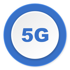 5g blue circle 3d modern design flat icon on white background