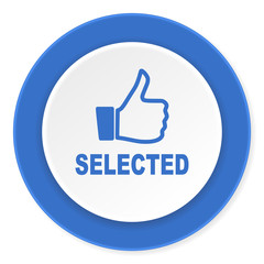 selected blue circle 3d modern design flat icon on white background