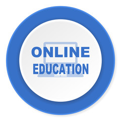 online education blue circle 3d modern design flat icon on white background