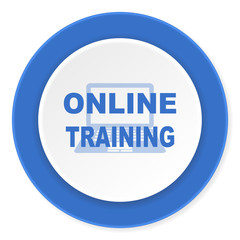 online training blue circle 3d modern design flat icon on white background