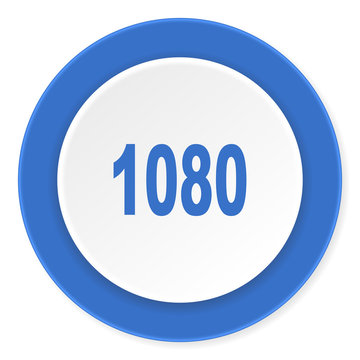 1080 blue circle 3d modern design flat icon on white background
