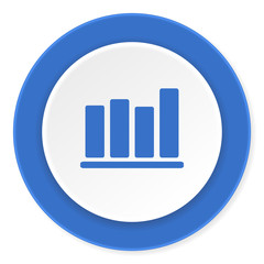 bar chart blue circle 3d modern design flat icon on white background