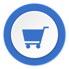 cart blue circle 3d modern design flat icon on white background